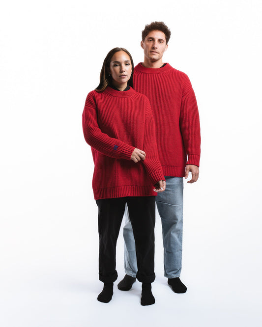 100% Merino Wool Sweater ORIGEN Unisex Red