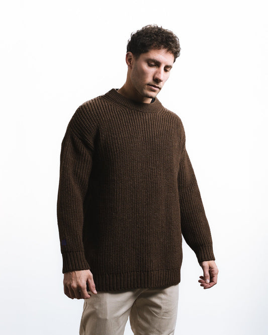 100% Corriedale Wool Sweater ORIGEN Unisex Brown
