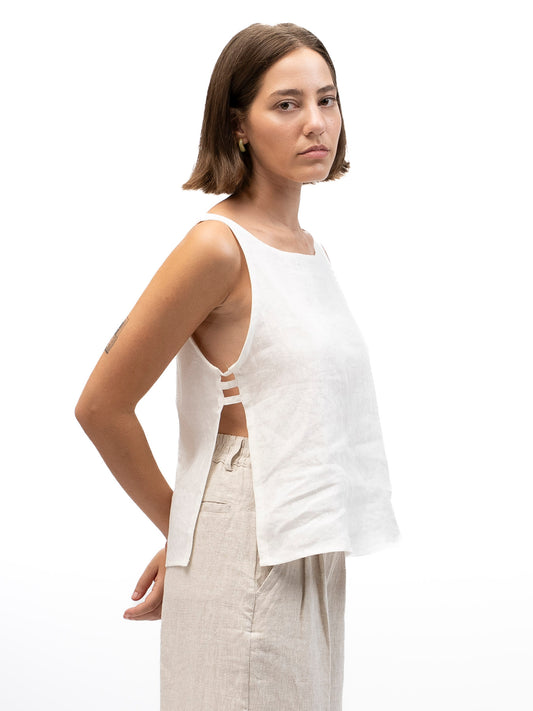 Linen Tank Top SOL White